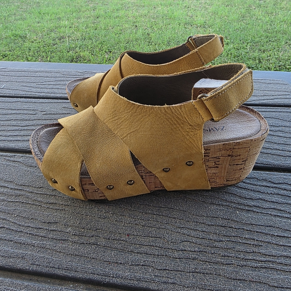 Yellow Strappy Wedge Sandals